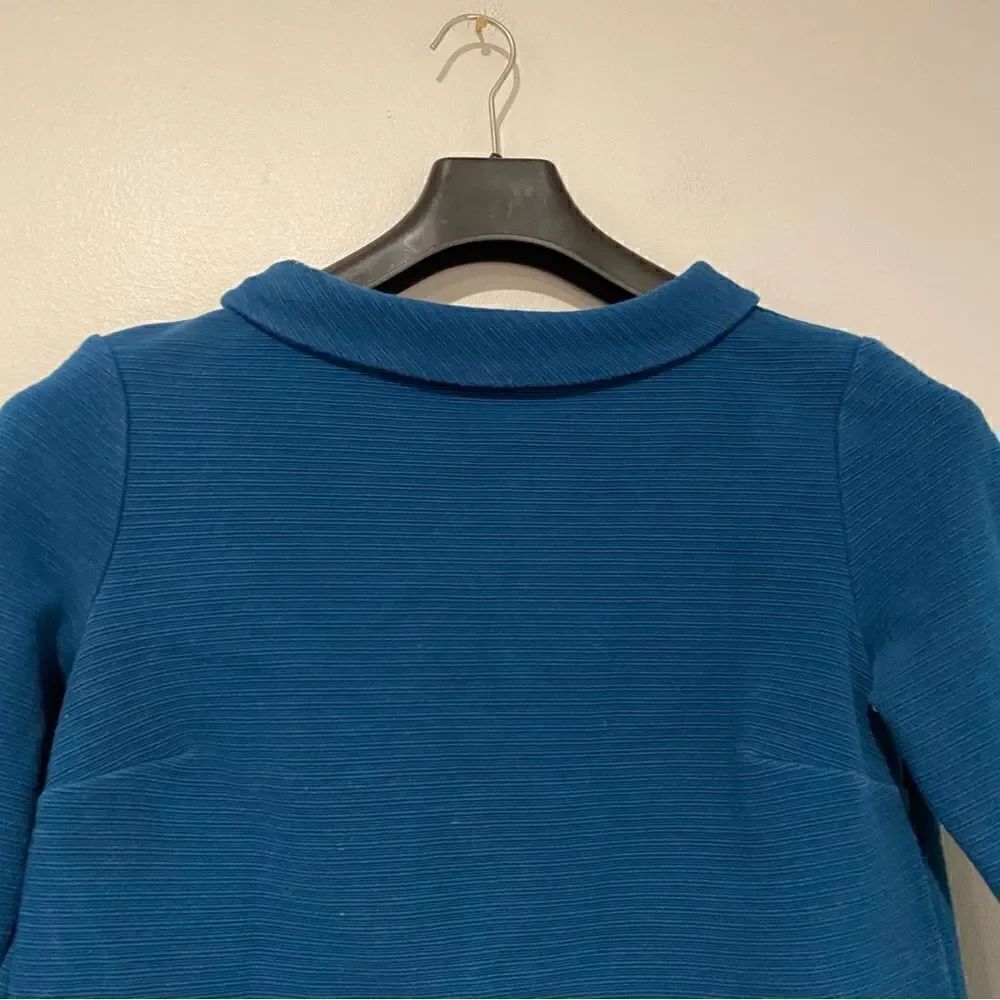 Talbots Teal Textured 3/4 Sleeve Button Back Top Size Small - Picture 2 of 5